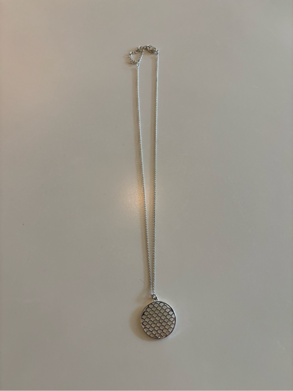 Silver Scaled Disc Pendant Necklace - Women Jewelry